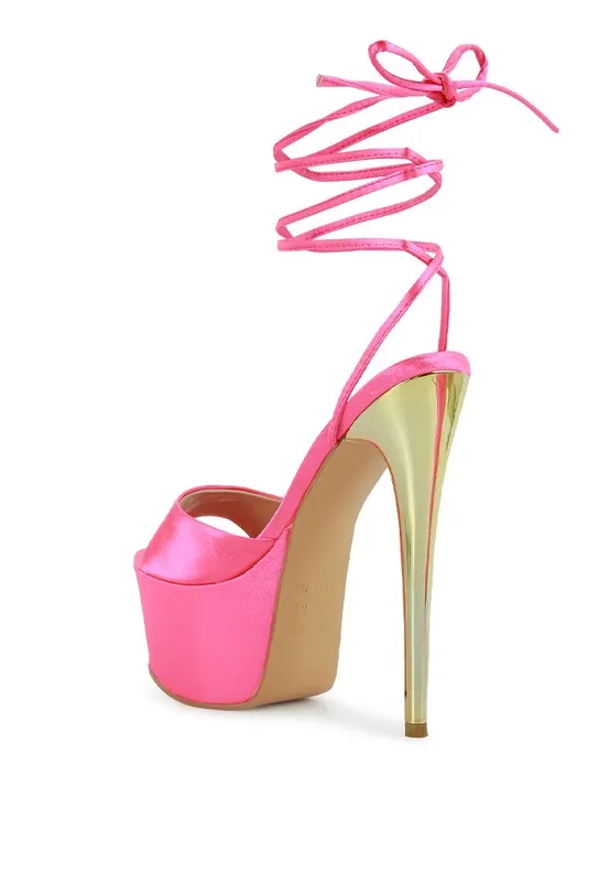 Women's Passion Ruched Satin Lace-up Stiletto Heel Sandals