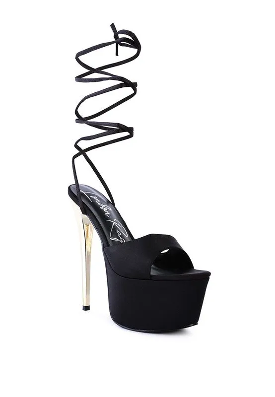 Women's Passion Ruched Satin Lace-up Stiletto Heel Sandals