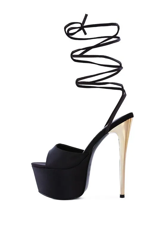 Women's Passion Ruched Satin Lace-up Stiletto Heel Sandals