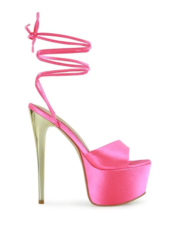 Women's Passion Ruched Satin Lace-up Stiletto Heel Sandals