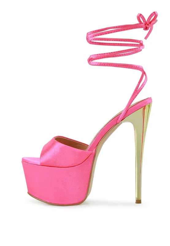 Women's Passion Ruched Satin Lace-up Stiletto Heel Sandals