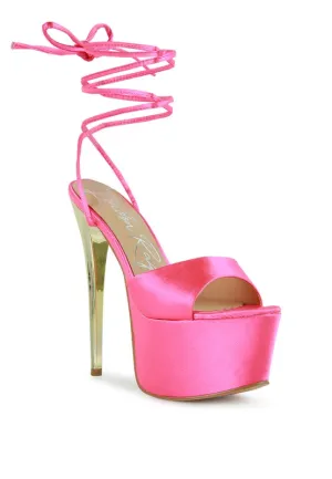Women's Passion Ruched Satin Lace-up Stiletto Heel Sandals