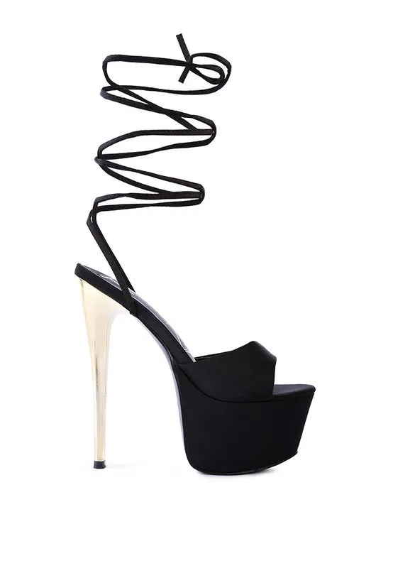 Women's Passion Ruched Satin Lace-up Stiletto Heel Sandals