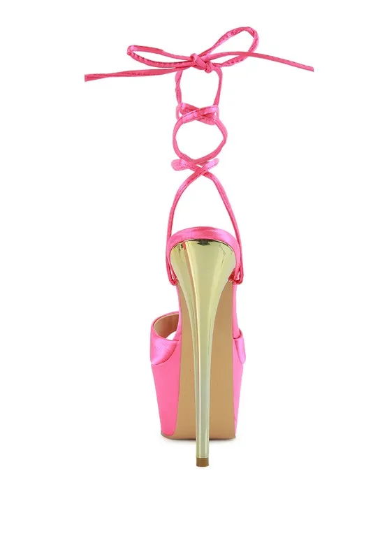 Women's Passion Ruched Satin Lace-up Stiletto Heel Sandals