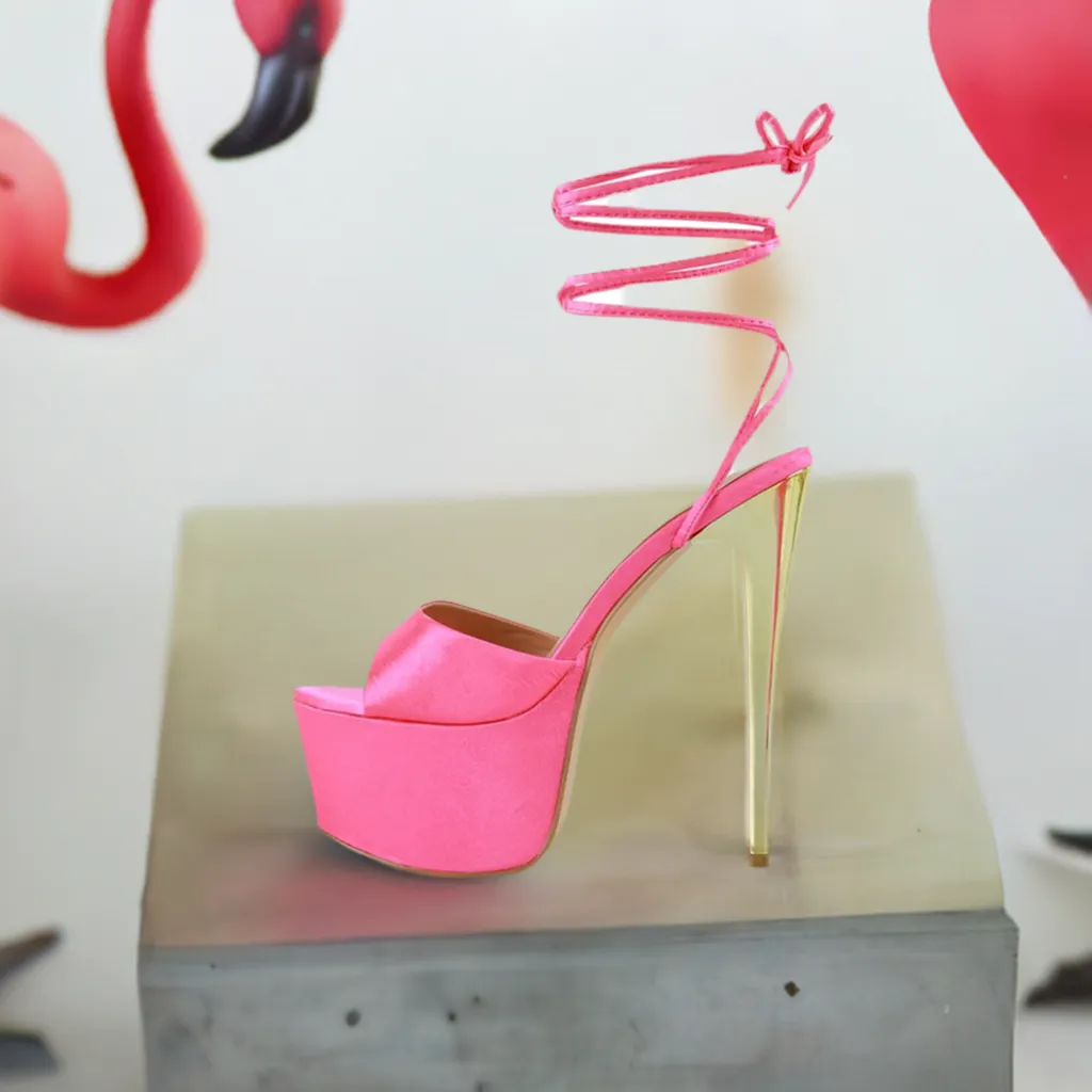 Women's Passion Ruched Satin Lace-up Stiletto Heel Sandals