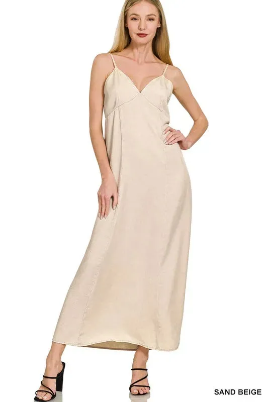 Zenana Tencel Mineral Washed Maxi Dress
